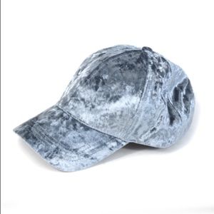 Light Blue Crushed Velvet Dad Hat